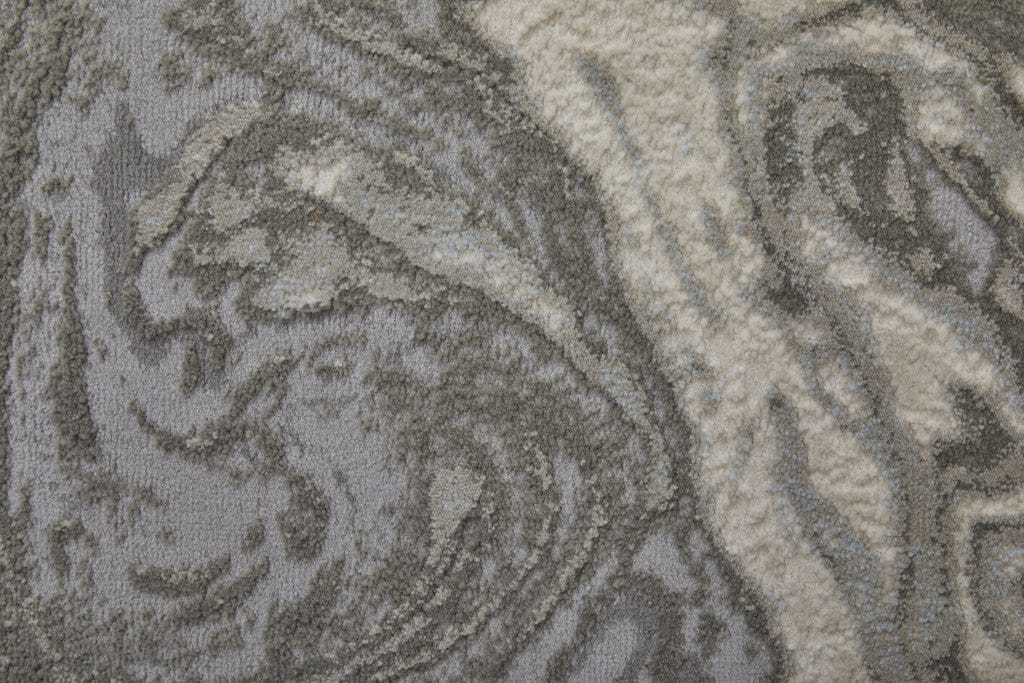 2' X 3' Gray Ivory And Silver Abstract Stain Resistant Area Rug