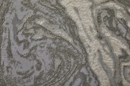 2' X 3' Gray Ivory And Silver Abstract Stain Resistant Area Rug