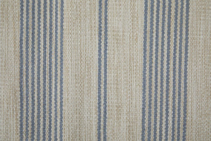 2' X 3' Blue Ivory And Tan Striped Dhurrie Hand Woven Stain Resistant Area Rug