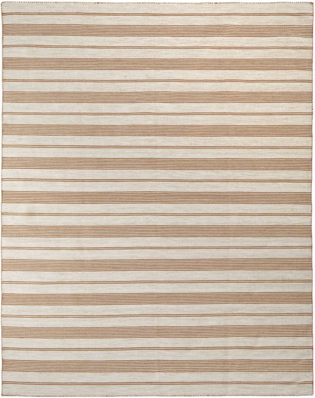 2' X 3' Ivory Taupe And Brown Striped Dhurrie Hand Woven Stain Resistant Area Rug