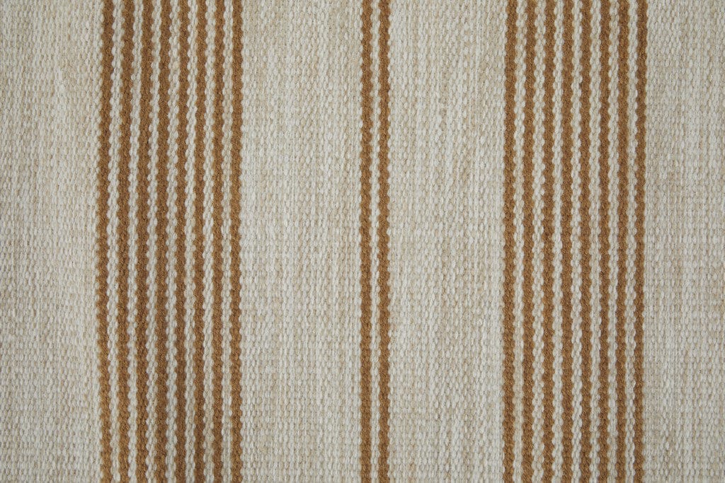 2' X 3' Ivory Taupe And Brown Striped Dhurrie Hand Woven Stain Resistant Area Rug