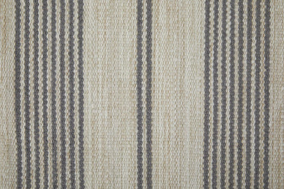 2' X 3' Gray And Ivory Striped Dhurrie Hand Woven Stain Resistant Area Rug