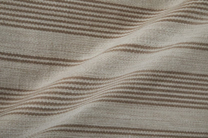 2' X 3' Ivory And Taupe Striped Dhurrie Hand Woven Stain Resistant Area Rug