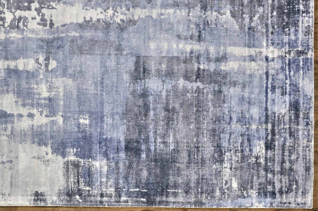 2' X 3' Blue Gray And Ivory Abstract Hand Woven Area Rug