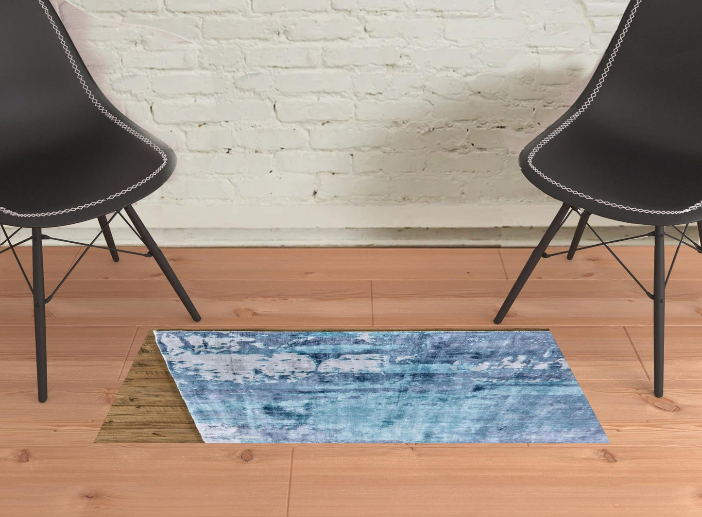 2' X 3' Blue And Ivory Abstract Hand Woven Area Rug