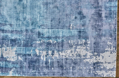 2' X 3' Blue And Ivory Abstract Hand Woven Area Rug