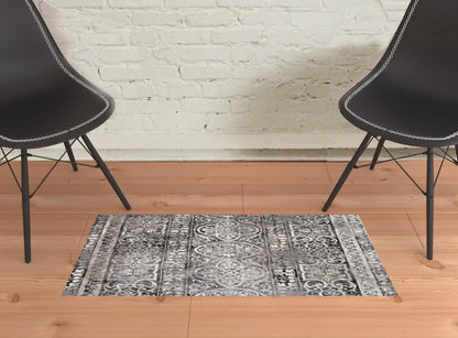 2' X 3' Gray Ivory And Taupe Abstract Stain Resistant Area Rug