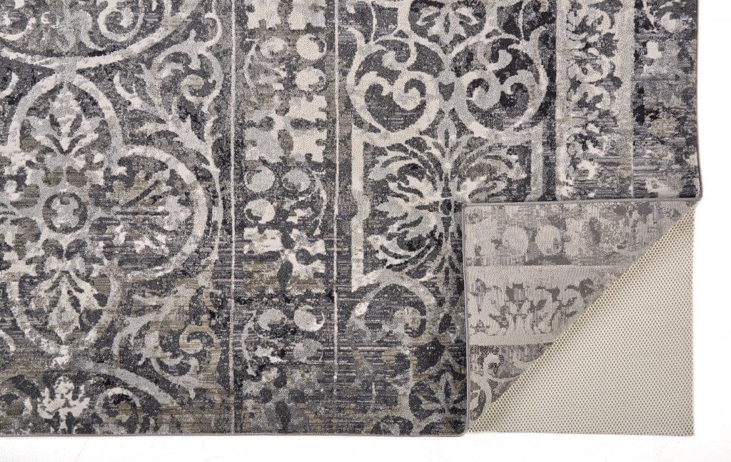 2' X 3' Gray Ivory And Taupe Abstract Stain Resistant Area Rug