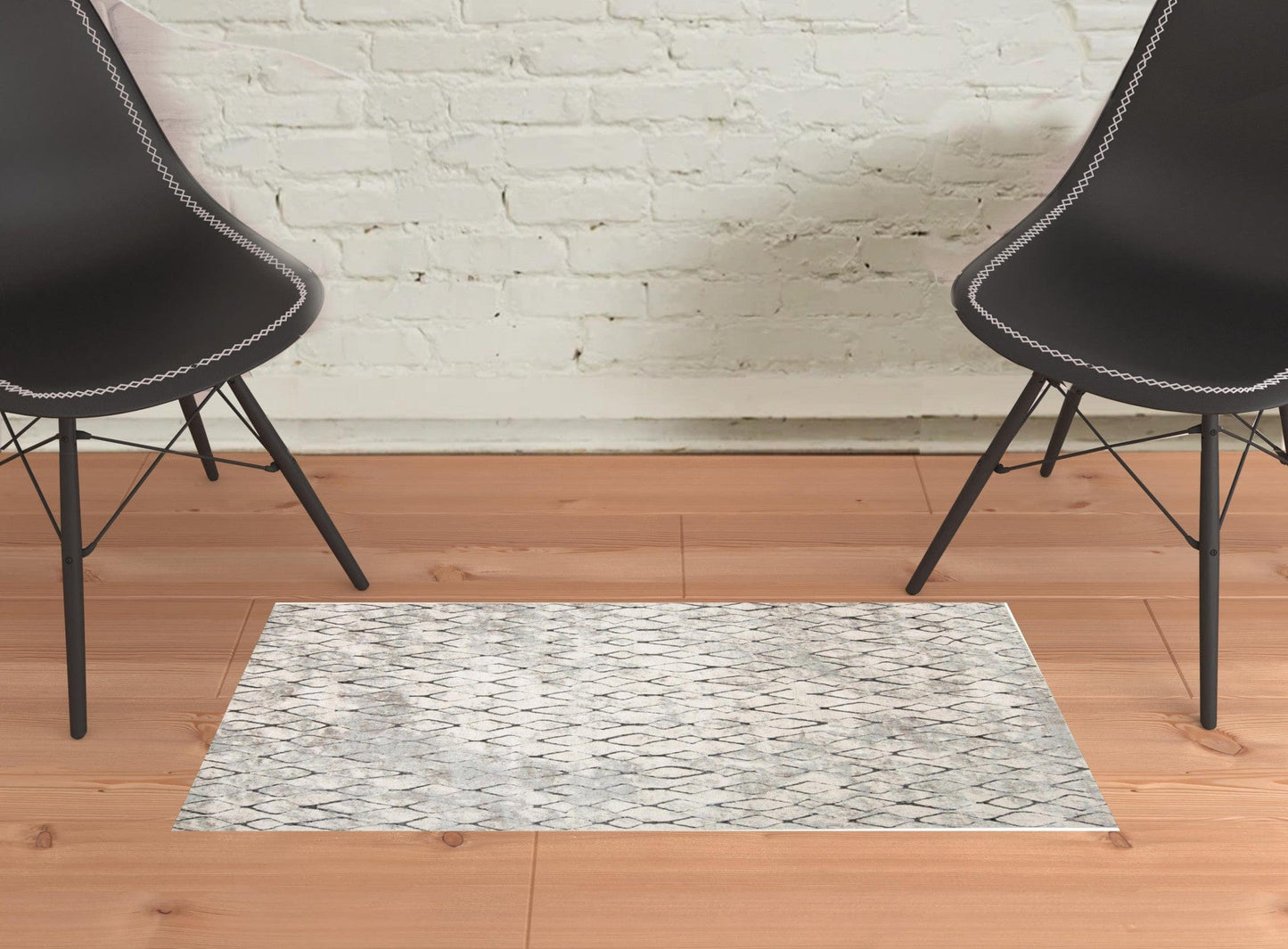 2' X 3' Ivory Gray And Taupe Abstract Stain Resistant Area Rug