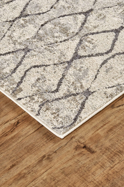 2' X 3' Ivory Gray And Taupe Abstract Stain Resistant Area Rug