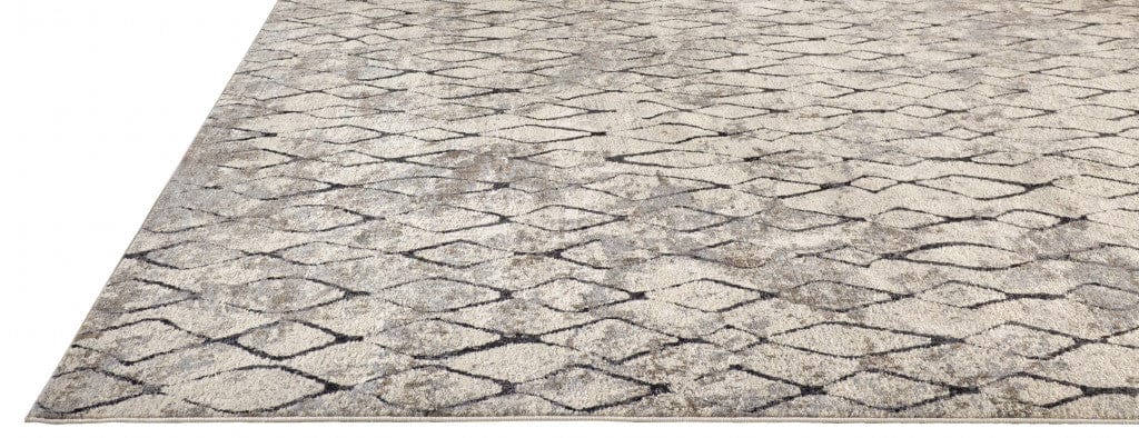 2' X 3' Ivory Gray And Taupe Abstract Stain Resistant Area Rug