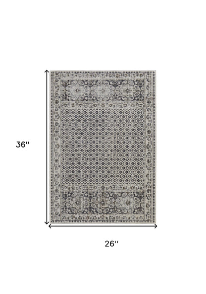2' X 3' Ivory Taupe And Gray Abstract Stain Resistant Area Rug