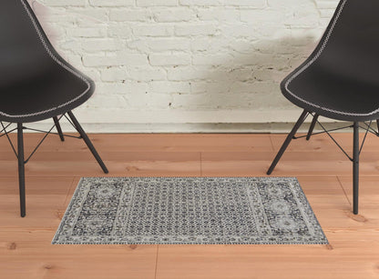 2' X 3' Ivory Taupe And Gray Abstract Stain Resistant Area Rug