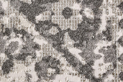 2' X 3' Gray Ivory And Silver Abstract Stain Resistant Area Rug