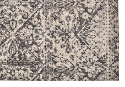 2' X 3' Gray Ivory And Silver Abstract Stain Resistant Area Rug