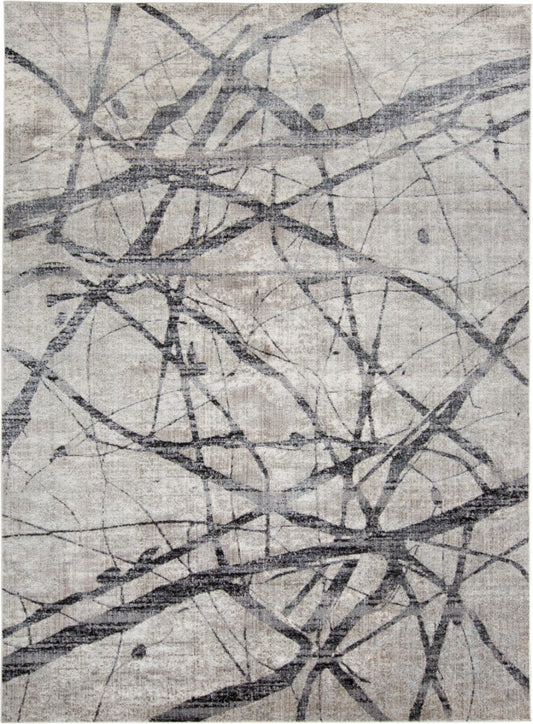 2' X 3' Taupe Gray And Ivory Abstract Stain Resistant Area Rug
