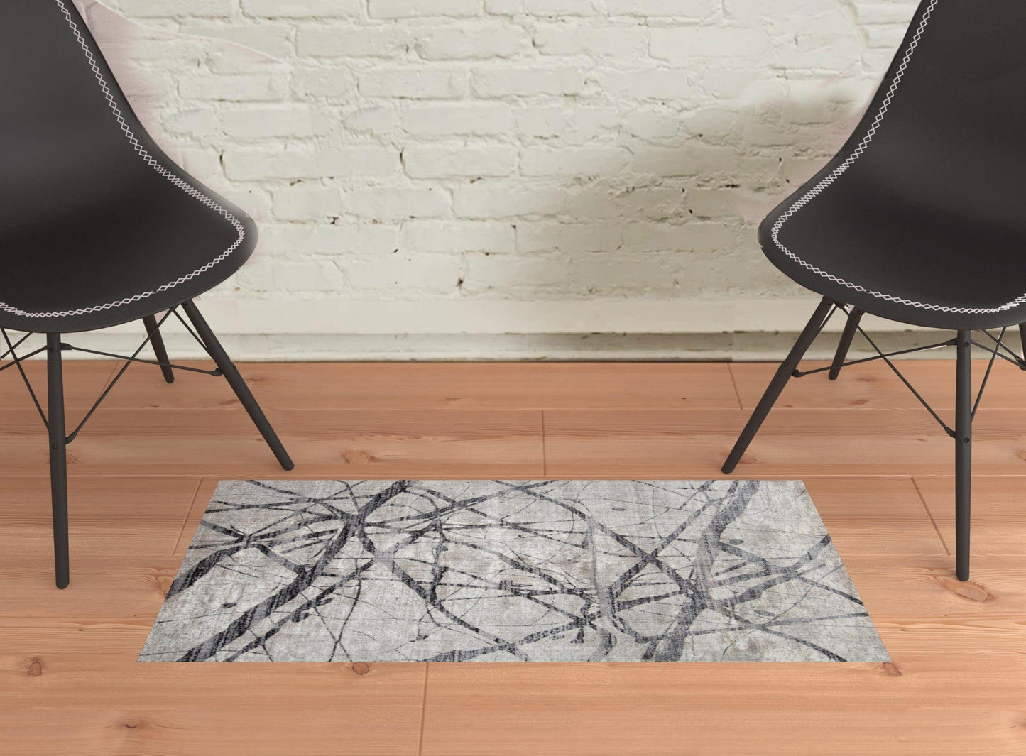 2' X 3' Taupe Gray And Ivory Abstract Stain Resistant Area Rug