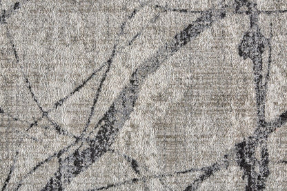 2' X 3' Taupe Gray And Ivory Abstract Stain Resistant Area Rug