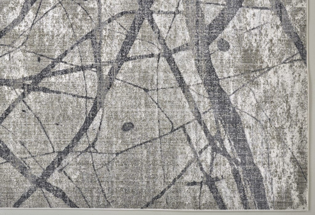 2' X 3' Taupe Gray And Ivory Abstract Stain Resistant Area Rug