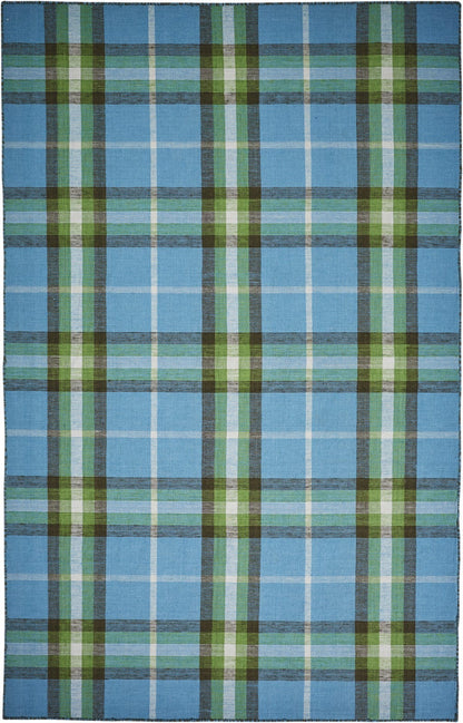 2' X 3' Blue Green And Black Abstract Hand Woven Stain Resistant Area Rug