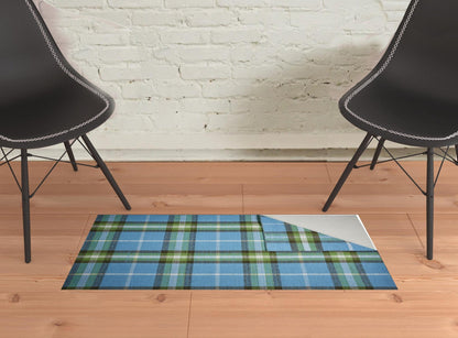 2' X 3' Blue Green And Black Abstract Hand Woven Stain Resistant Area Rug