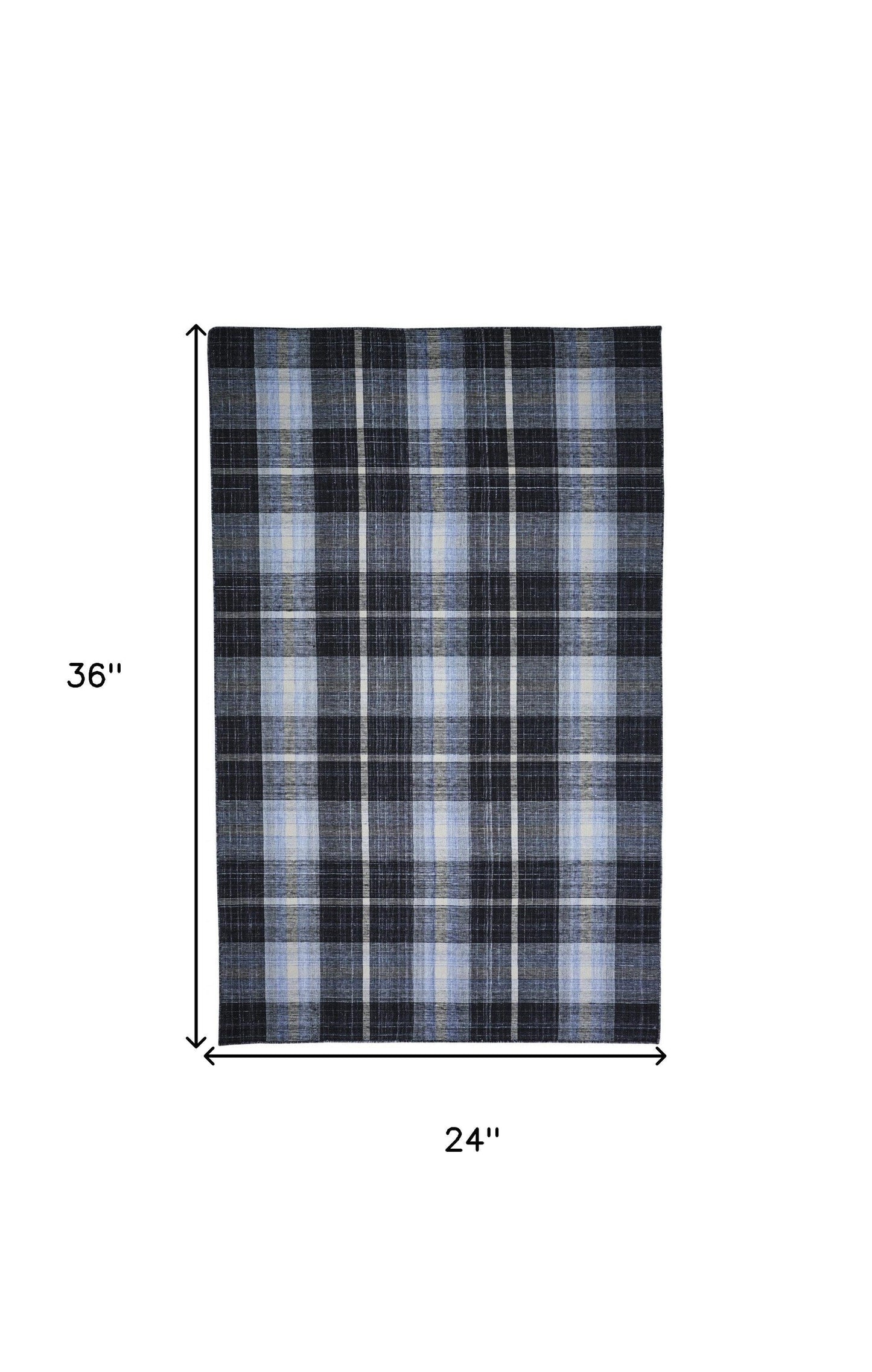 2' X 3' Black Blue And White Abstract Hand Woven Stain Resistant Area Rug