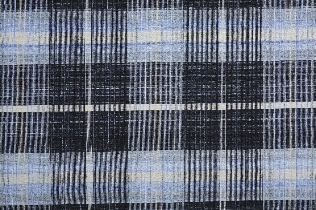 2' X 3' Black Blue And White Abstract Hand Woven Stain Resistant Area Rug