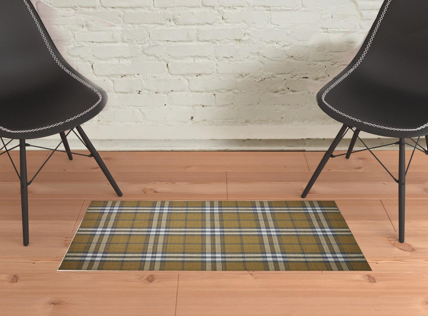 2' X 3' Gold Blue And White Abstract Hand Woven Stain Resistant Area Rug