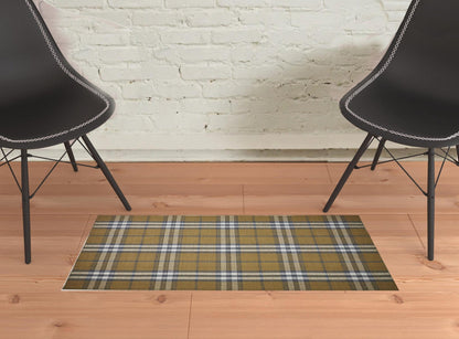 2' X 3' Gold Blue And White Abstract Hand Woven Stain Resistant Area Rug