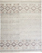 2' X 3' Gray Ivory And Pink Geometric Hand Knotted Area Rug