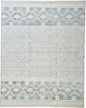 2' X 3' Ivory Blue And Gray Geometric Hand Knotted Area Rug