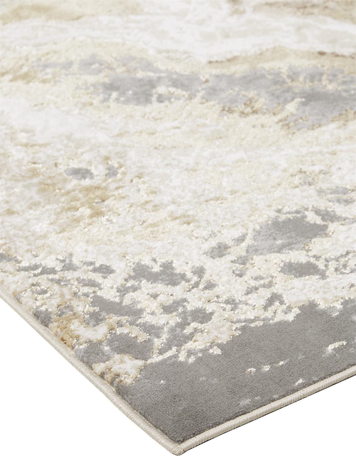 2' X 3' Ivory Silver And Gold Abstract Stain Resistant Area Rug