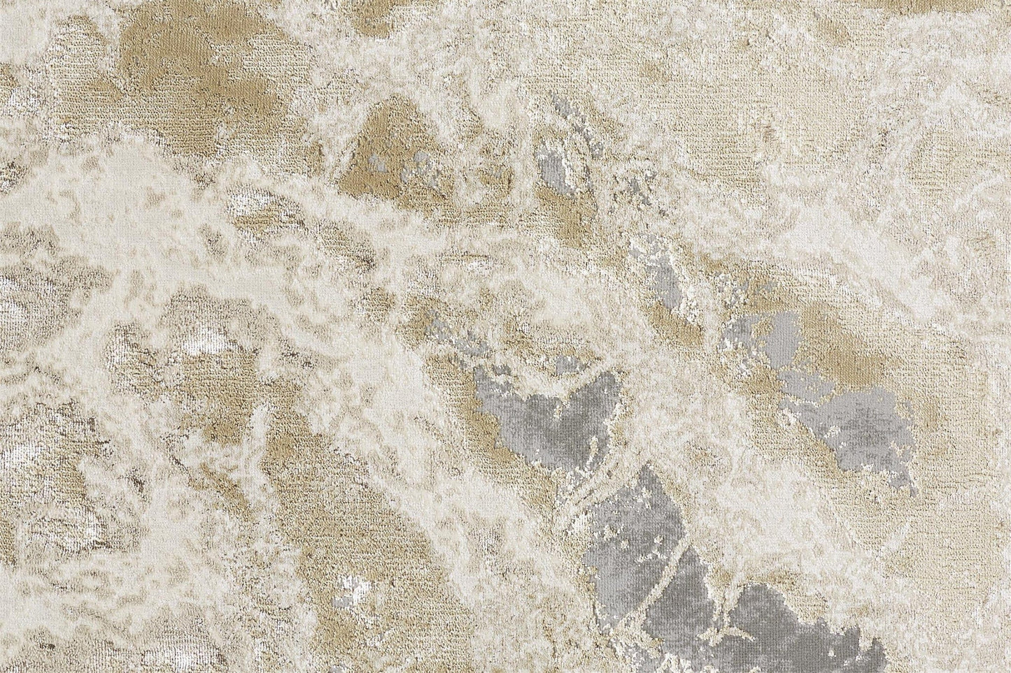 2' X 3' Ivory Silver And Gold Abstract Stain Resistant Area Rug