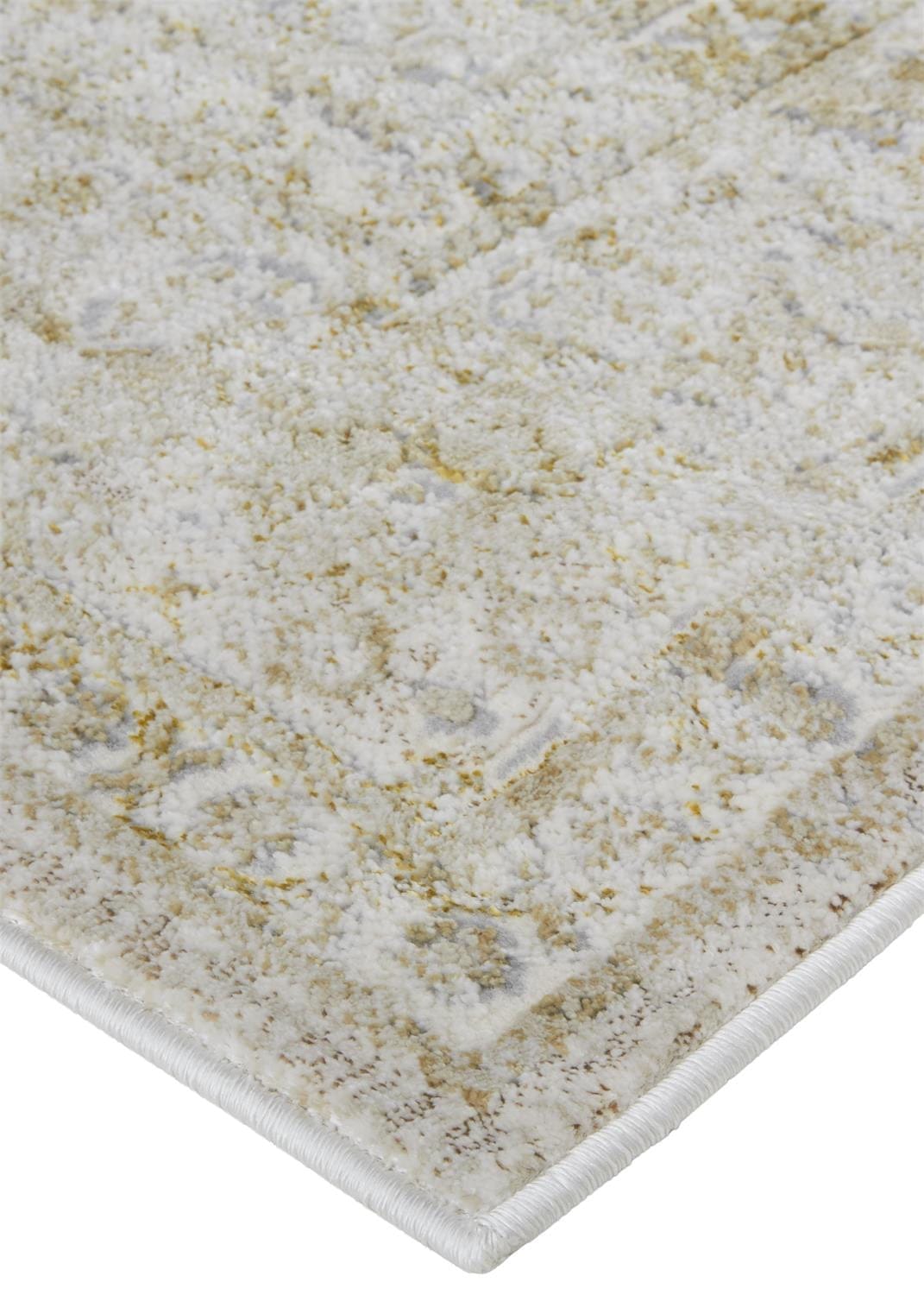 2' X 3' Ivory And Gold Floral Stain Resistant Area Rug
