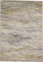 2' X 3' Gold Gray And Ivory Abstract Stain Resistant Area Rug