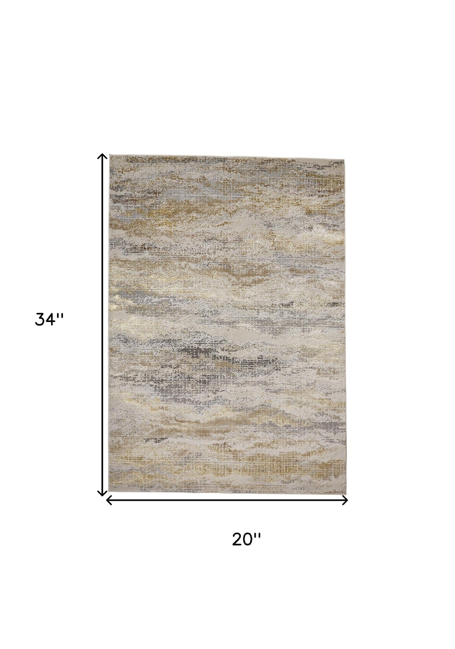 2' X 3' Gold Gray And Ivory Abstract Stain Resistant Area Rug