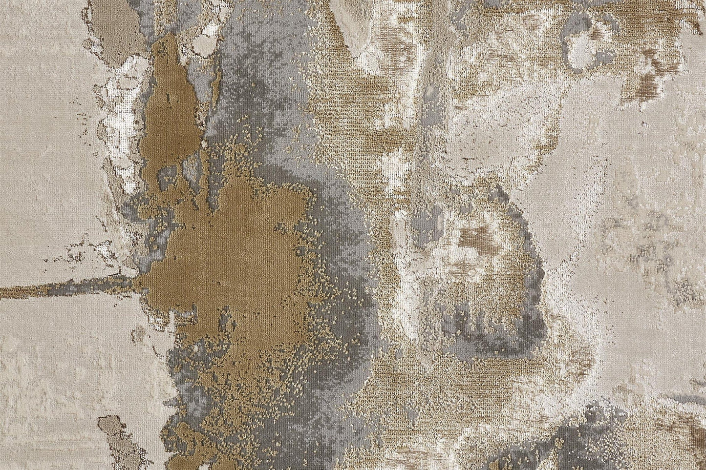 2' X 3' Gray Ivory And Gold Abstract Stain Resistant Area Rug