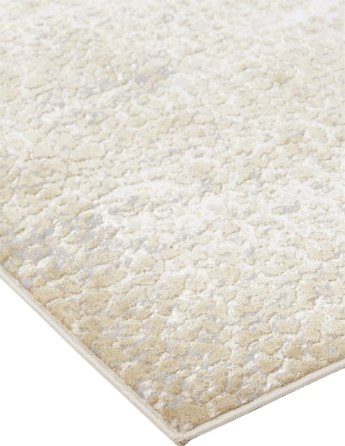 2' X 3' Ivory Gray And Gold Abstract Stain Resistant Area Rug