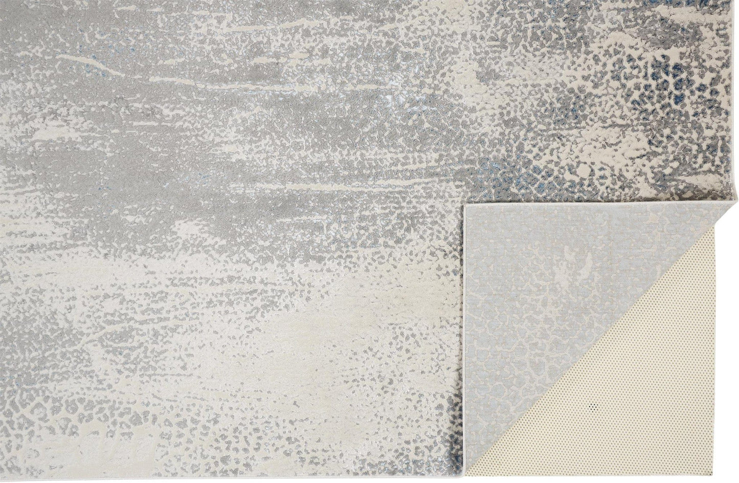 2' X 3' Gray Blue And Ivory Abstract Stain Resistant Area Rug