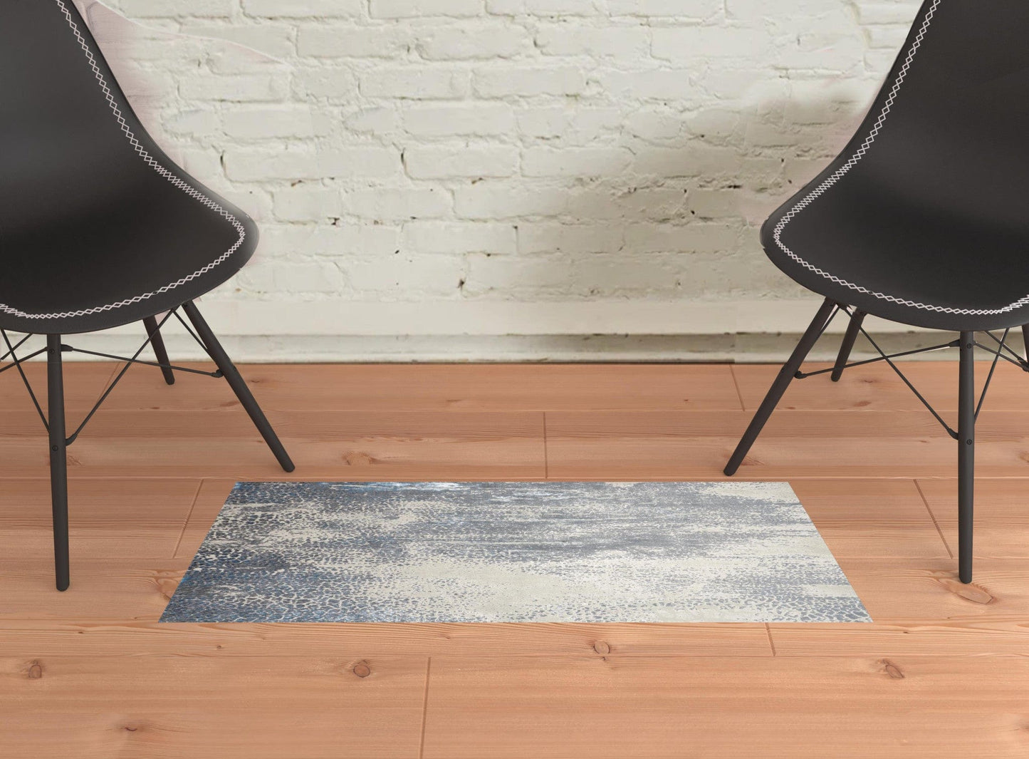 2' X 3' Gray Blue And Ivory Abstract Stain Resistant Area Rug