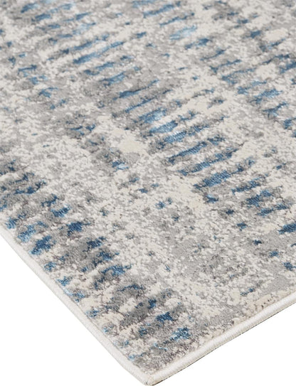 2' X 3' Blue Gray And Ivory Abstract Stain Resistant Area Rug