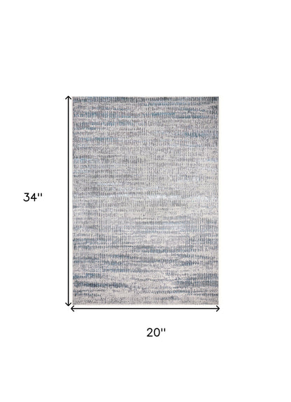 2' X 3' Blue Gray And Ivory Abstract Stain Resistant Area Rug