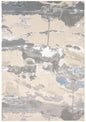 2' X 3' Ivory Gray And Blue Abstract Stain Resistant Area Rug
