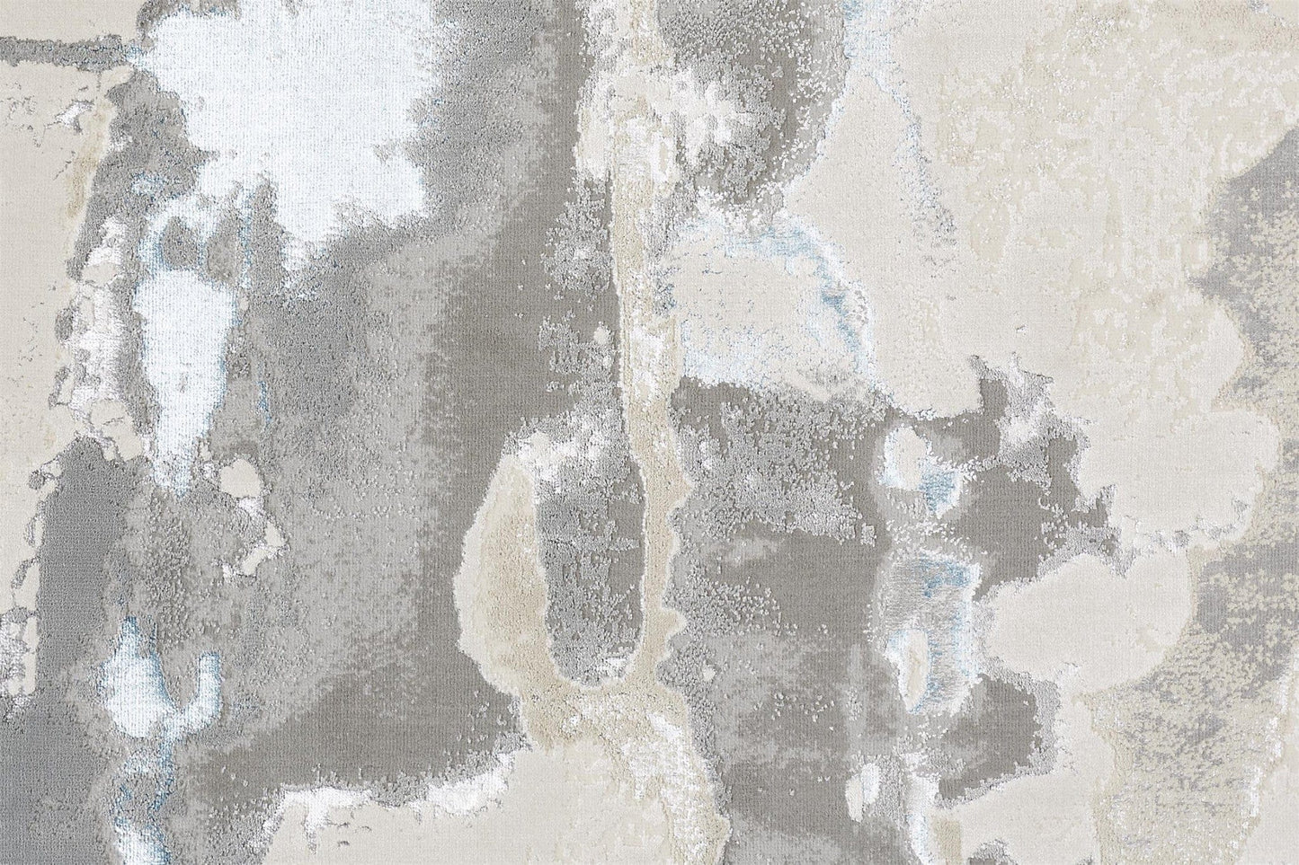 2' X 3' Ivory Gray And Blue Abstract Stain Resistant Area Rug