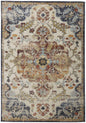 2' X 3' Ivory Gold And Blue Floral Stain Resistant Area Rug