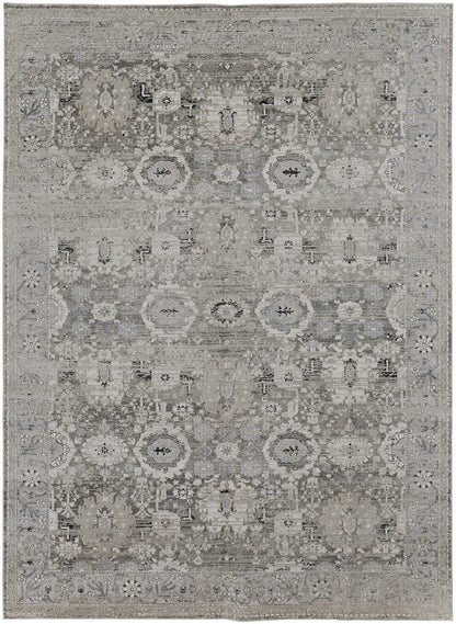 2' X 3' Gray And Silver Abstract Power Loom Distressed Area Rug