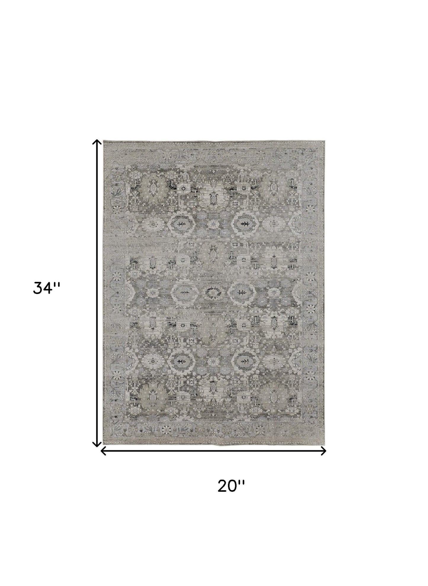 2' X 3' Gray And Silver Abstract Power Loom Distressed Area Rug
