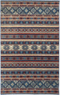 2' X 3' Blue Red And Ivory Geometric Power Loom Distressed Stain Resistant Area Rug