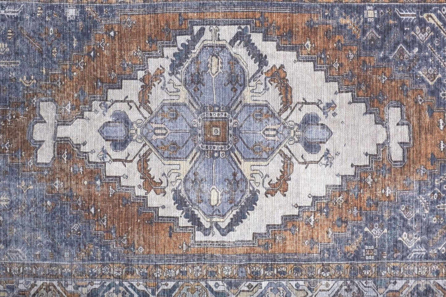 2' X 3' Blue Ivory And Brown Floral Area Rug