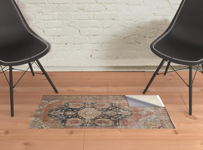 2' X 3' Orange Brown And Taupe Abstract Area Rug